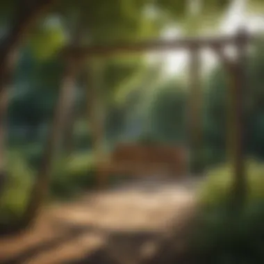 Enchanting Wooden Swing Set Amid Nature's Embrace Graceful Wooden Swing Set Among Lush Greenery