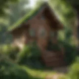 Enchanted Wooden Wendy House nestled among lush greenery