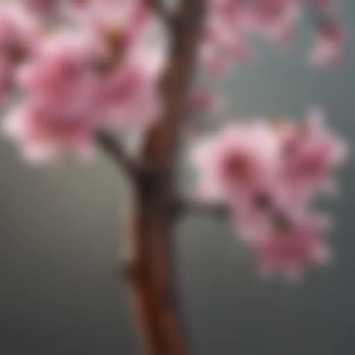 Elegant wooden painting showcasing a blossoming cherry tree