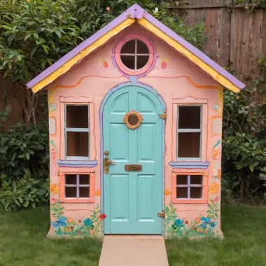 Joyful Playtime in a Charming Cape Cod Playhouse Child Playing Happily in Cape Cod Playhouse